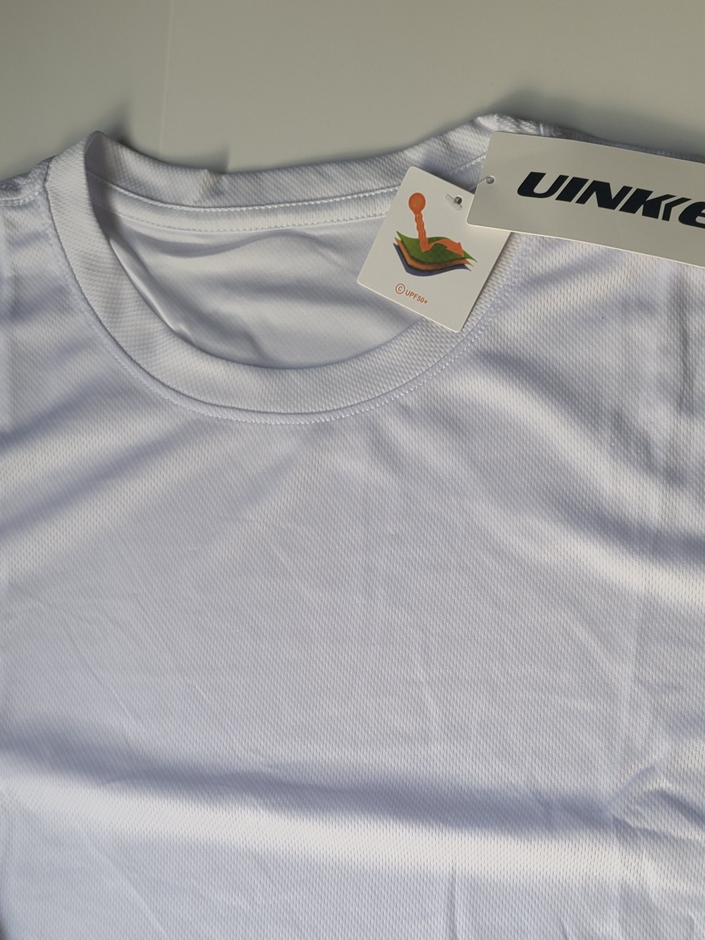 Uinke Men’s White Crew Neck Short Sleeve Tee breathable UPF 50+